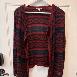 Charlotte Russe Geometric Red and Black Cardigan